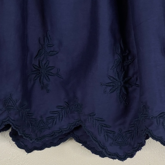 Zara Basic Navy Blue Scalloped Embroidered Skirt - Picture 5 of 9
